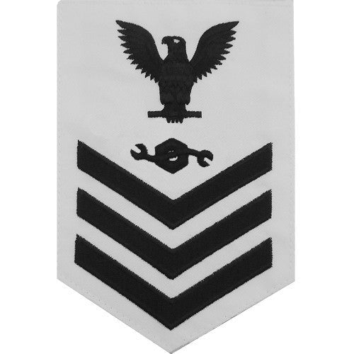 Navy E6 MALE Rating Badge: Construction Mechanic - white - Hooyah Woodworks LLC