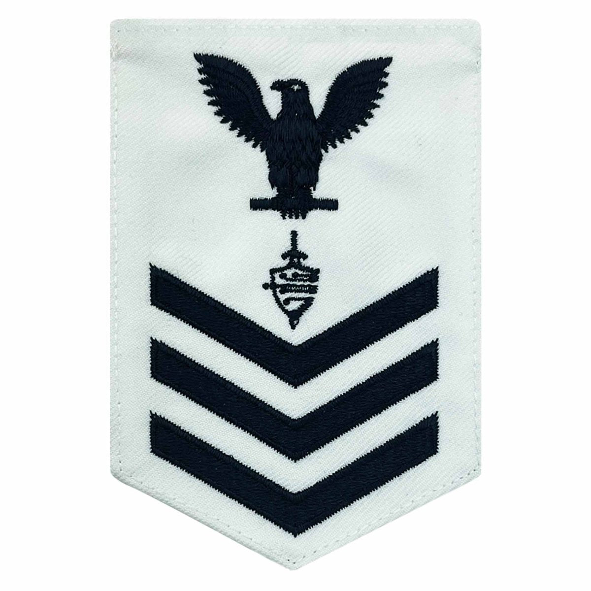 Navy E6 MALE Rating Badge: CWT Cyber Warfare Technician - blue chevrons on white CNT - Hooyah Woodworks LLC