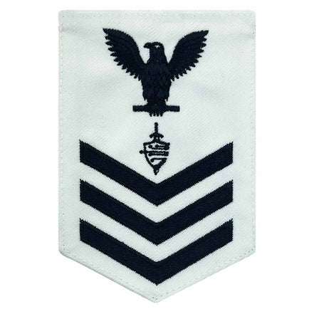 Navy E6 MALE Rating Badge: CWT Cyber Warfare Technician - blue chevrons on white CNT - Hooyah Woodworks LLC