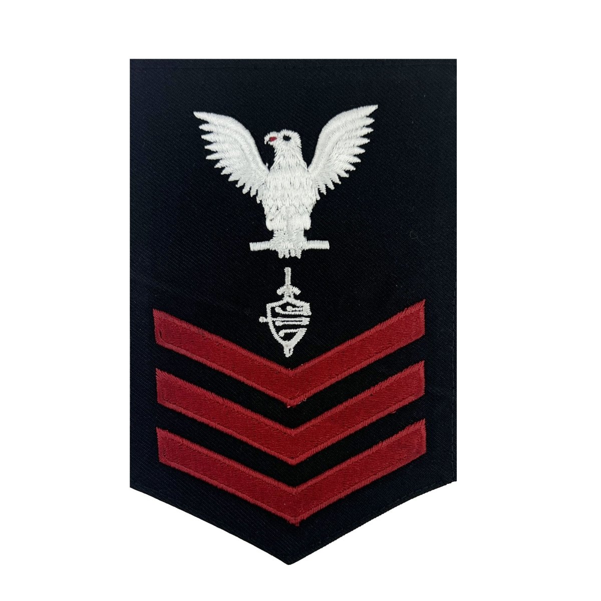 Navy E6 MALE Rating Badge: CWT Cyber Warfare Technician - red on blue - Hooyah Woodworks LLC