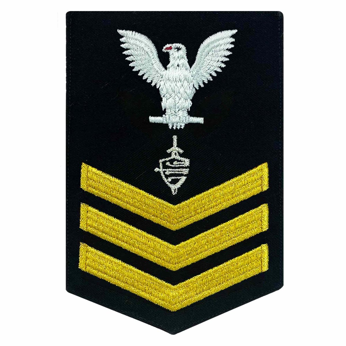 Navy E6 MALE Rating Badge: CWT Cyber Warfare Technician - seaworthy gold on blue - Hooyah Woodworks LLC