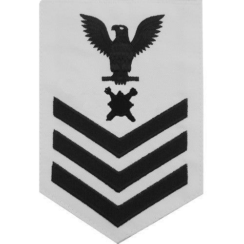 Navy E6 MALE Rating Badge: Explosive Ordnance - white CNT - Hooyah Woodworks LLC