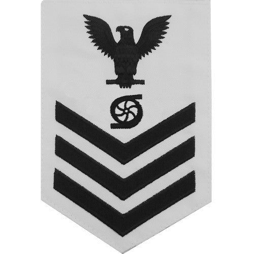 Navy E6 MALE Rating Badge: Gas Turbine System Technician - white - Hooyah Woodworks LLC