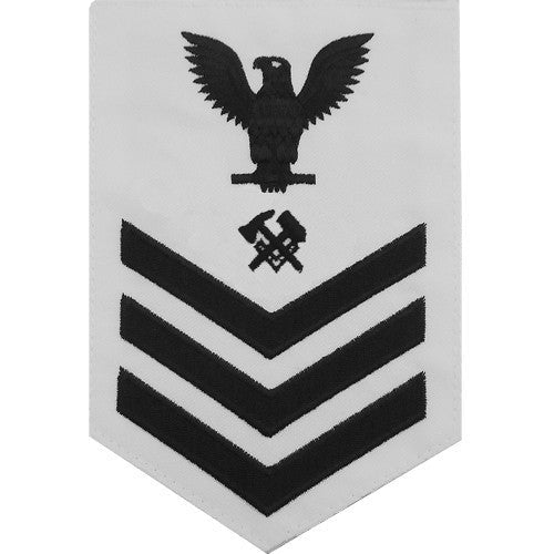 Navy E6 MALE Rating Badge: Hull Maintenance Technician - white - Hooyah Woodworks LLC