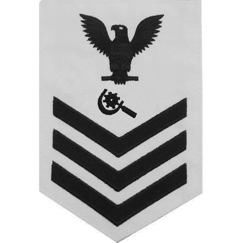 Navy E6 MALE Rating Badge: Machinery Repairman - white - Hooyah Woodworks LLC
