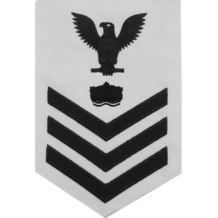 Navy E6 MALE Rating Badge: Mineman - white - Hooyah Woodworks LLC
