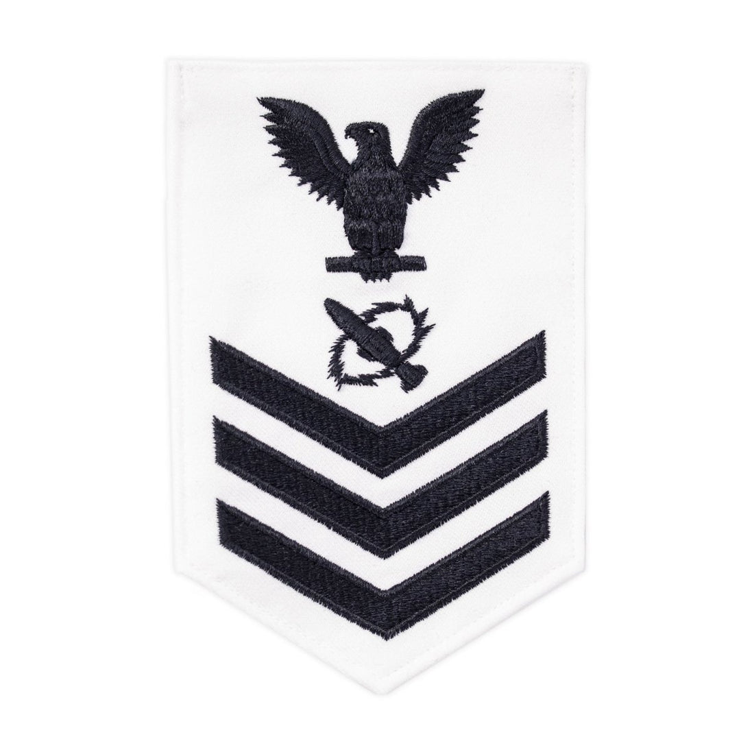 Navy E6 MALE Rating Badge: Missile Technician- white - Hooyah Woodworks LLC