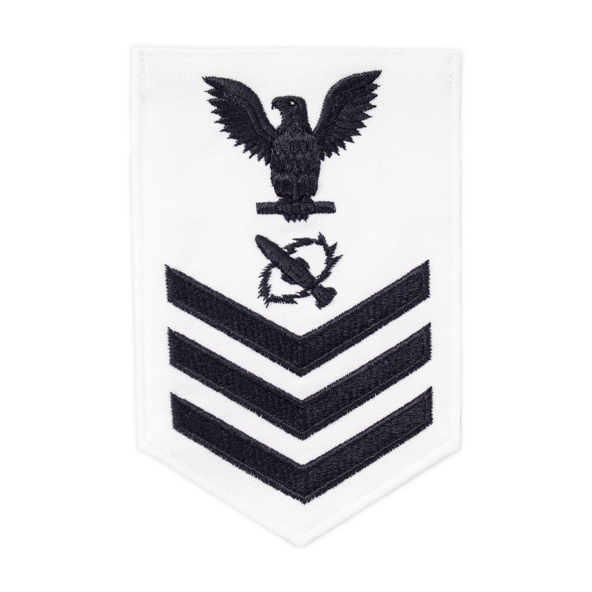 Navy E6 MALE Rating Badge: Missile Technician- white - Hooyah Woodworks LLC