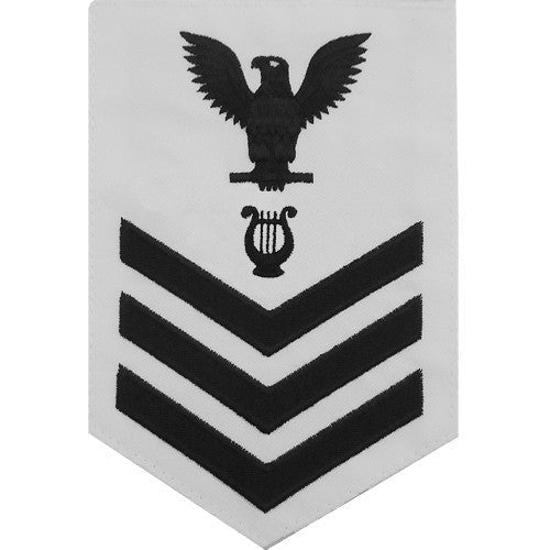 Navy E6 MALE Rating Badge: Musician - white - Hooyah Woodworks LLC