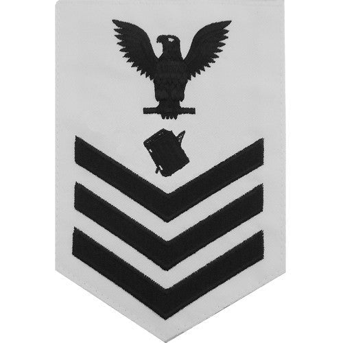 Navy E6 MALE Rating Badge: Personnelman - white - Hooyah Woodworks LLC
