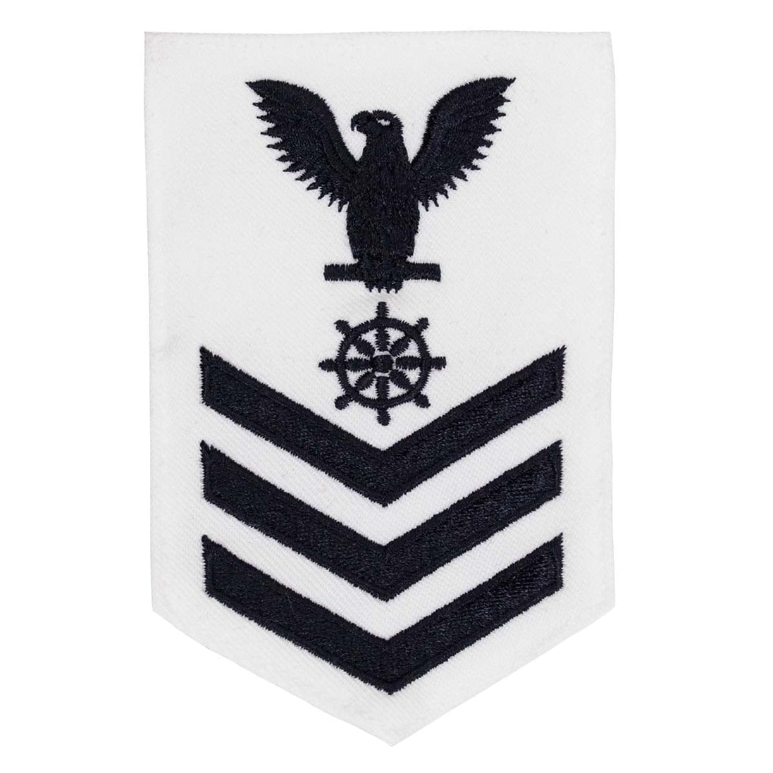 Navy E6 MALE Rating Badge: Quartermaster - white - Hooyah Woodworks LLC