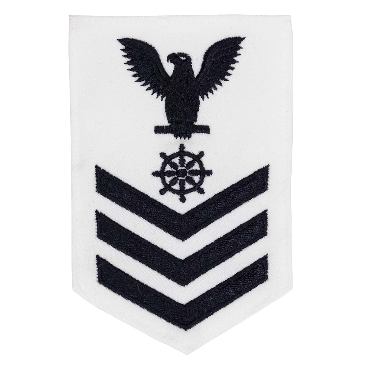 Navy E6 MALE Rating Badge: Quartermaster - white - Hooyah Woodworks LLC