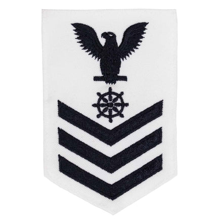 Navy E6 MALE Rating Badge: Quartermaster - white - Hooyah Woodworks LLC