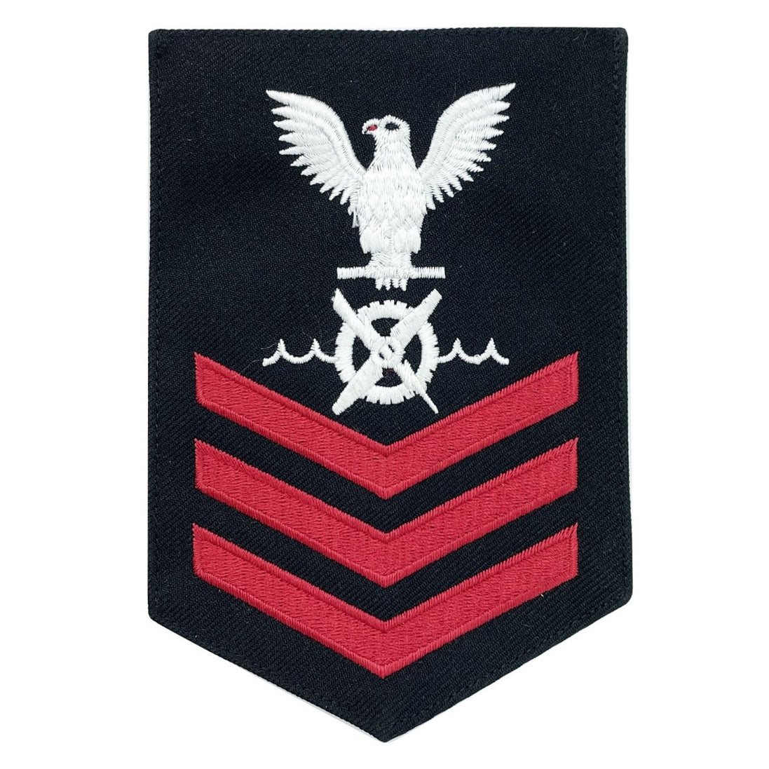 Navy E6 MALE Rating Badge: RW Robotics Warfare Specialist - red on blue - Hooyah Woodworks LLC