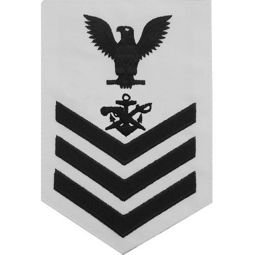 Navy E6 MALE Rating Badge: Special Warfare Boat Operator - white - Hooyah Woodworks LLC