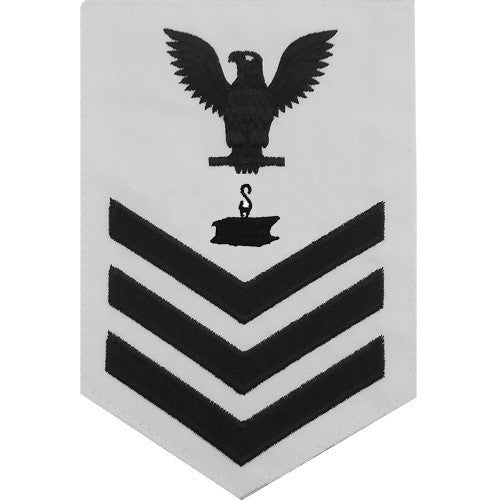 Navy E6 MALE Rating Badge: Steelworker - white - Hooyah Woodworks LLC