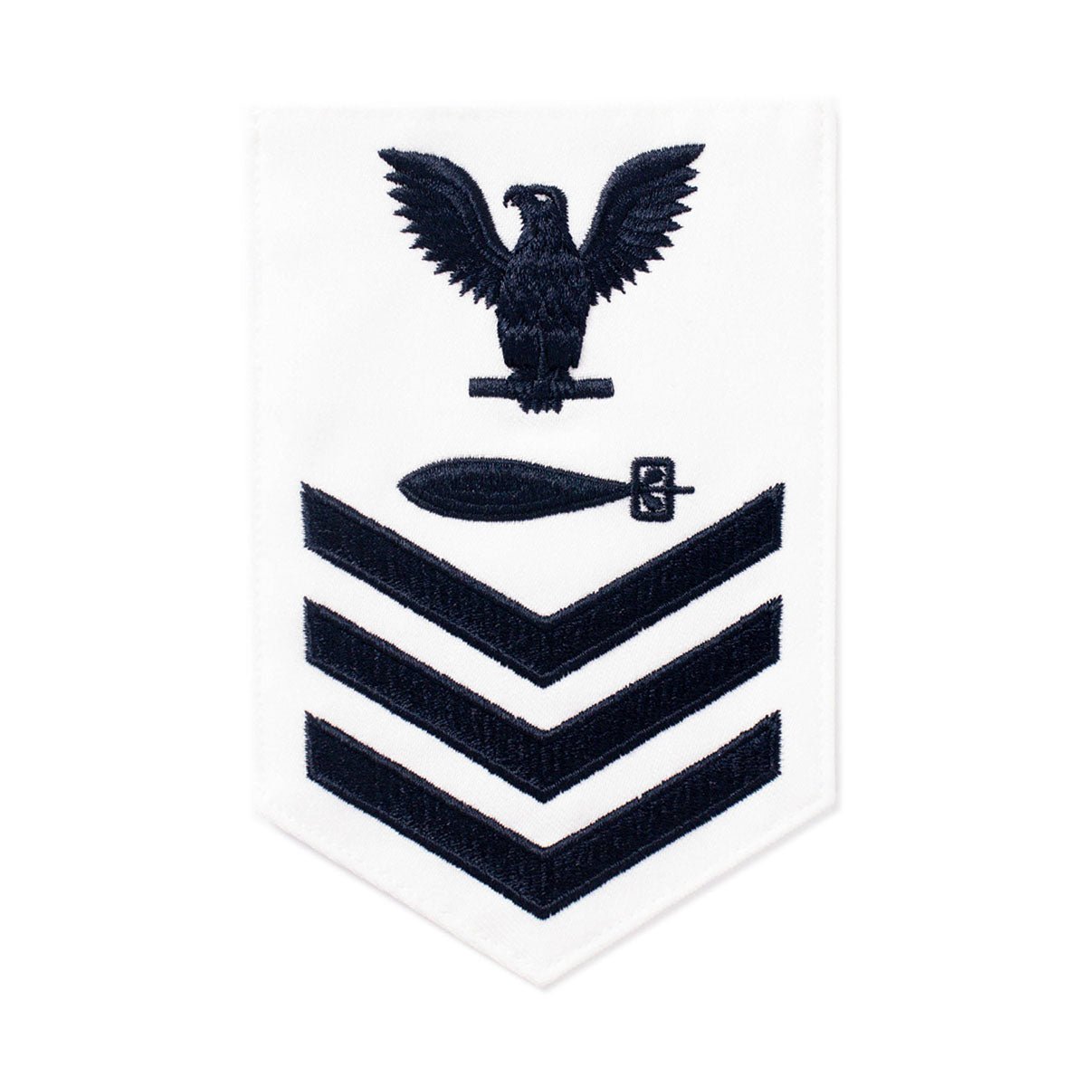 Navy E6 MALE Rating Badge: Torpedoman- white - Hooyah Woodworks LLC