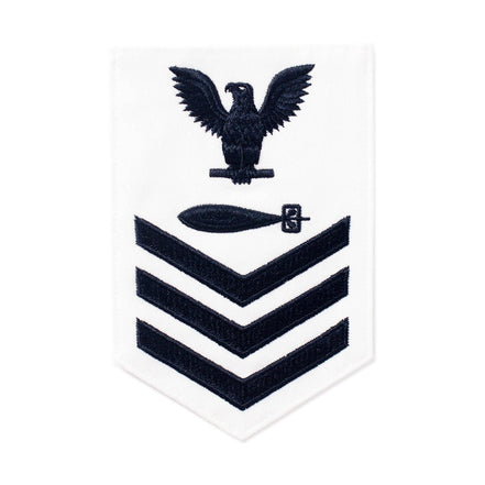 Navy E6 MALE Rating Badge: Torpedoman- white - Hooyah Woodworks LLC