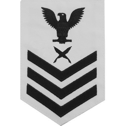 Navy E6 MALE Rating Badge: Yeoman - white - Hooyah Woodworks LLC