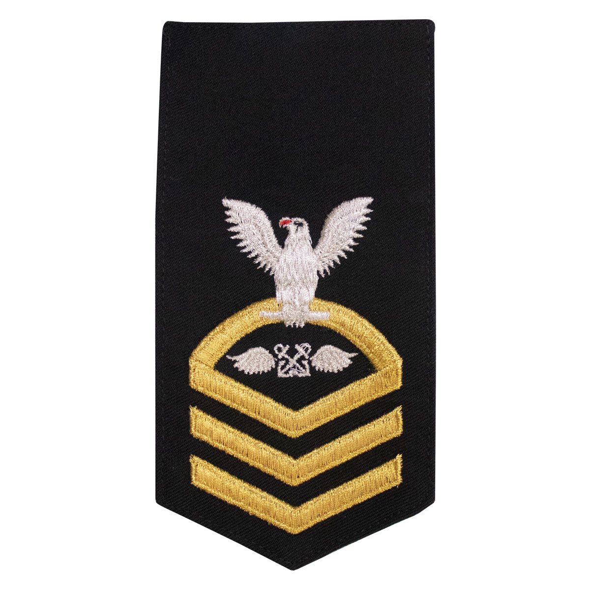 Navy E7 FEMALE Rating Badge: AB Aviation Boatswains Mate - seaworthy gold on blue - Hooyah Woodworks LLC