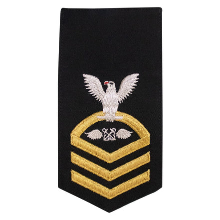 Navy E7 FEMALE Rating Badge: AB Aviation Boatswains Mate - seaworthy gold on blue - Hooyah Woodworks LLC