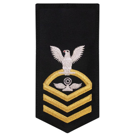 Navy E7 FEMALE Rating Badge: AC Air Traffic Controller - seaworthy gold on blue - Hooyah Woodworks LLC