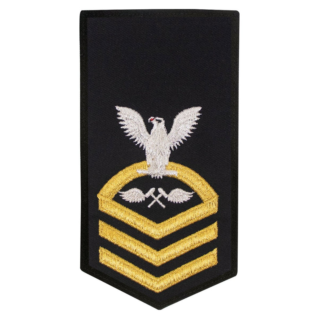 Navy E7 FEMALE Rating Badge: AM Aviation Structural Mechanic - seaworthy gold on blue - Hooyah Woodworks LLC