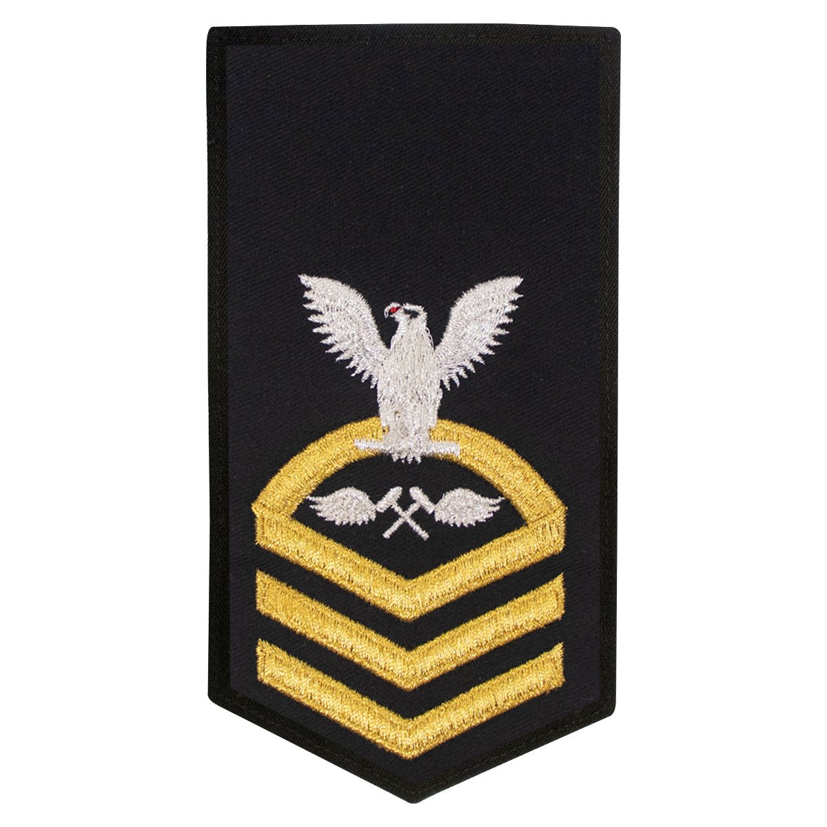 Navy E7 FEMALE Rating Badge: AM Aviation Structural Mechanic - seaworthy gold on blue - Hooyah Woodworks LLC