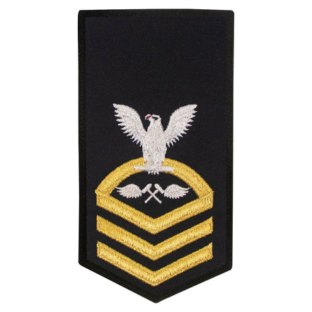 Navy E7 FEMALE Rating Badge: AM Aviation Structural Mechanic - seaworthy gold on blue - Hooyah Woodworks LLC
