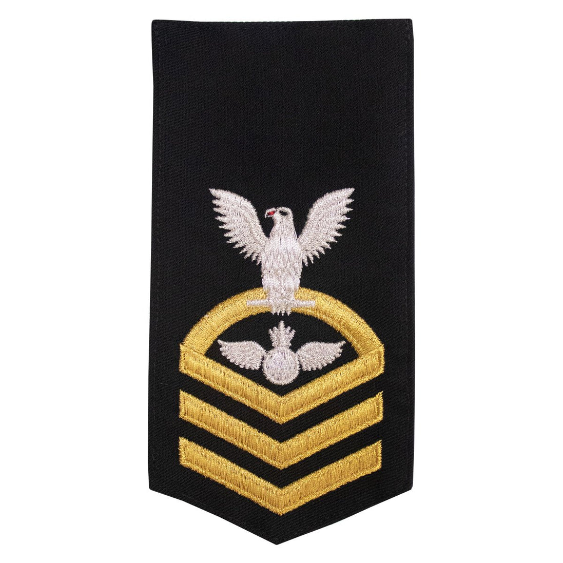 Navy E7 FEMALE Rating Badge: AO Aviation Ordnanceman - seaworthy gold on blue - Hooyah Woodworks LLC