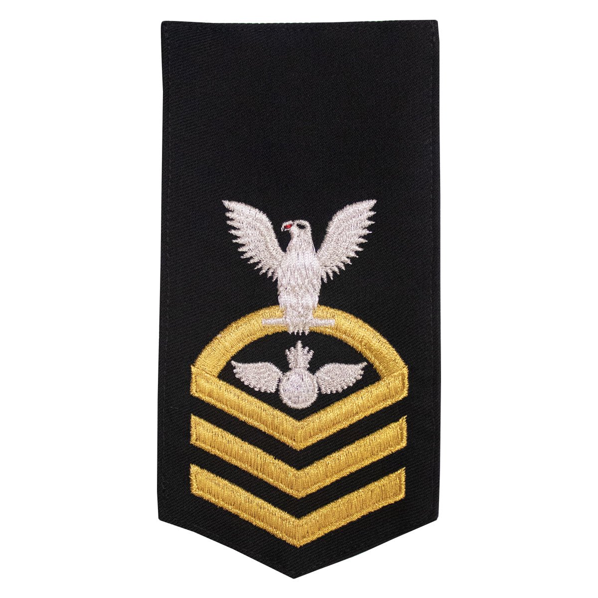 Navy E7 FEMALE Rating Badge: AO Aviation Ordnanceman - seaworthy gold on blue - Hooyah Woodworks LLC