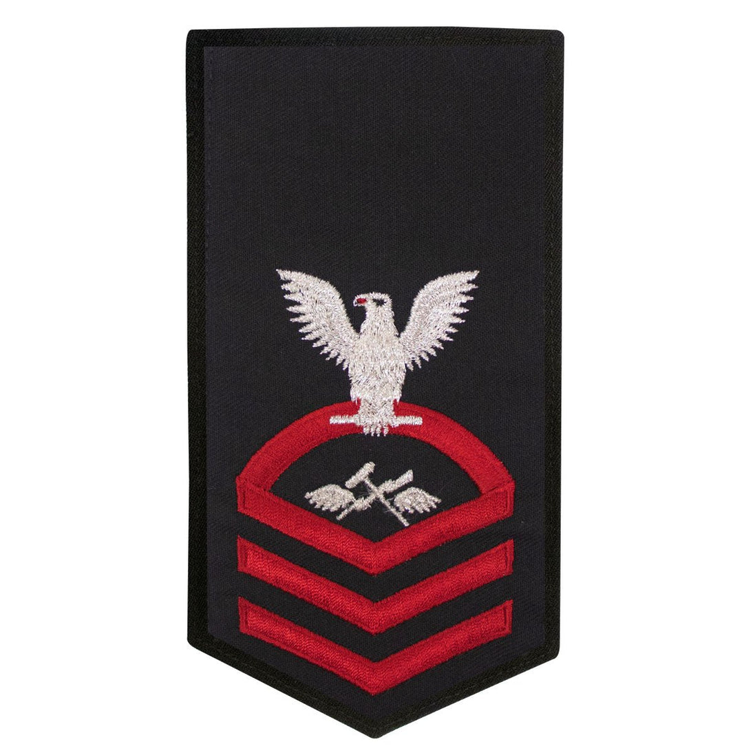 Navy E7 FEMALE Rating Badge: AS Aviation Supply Equipment Technician - seaworthy red on blue - Hooyah Woodworks LLC