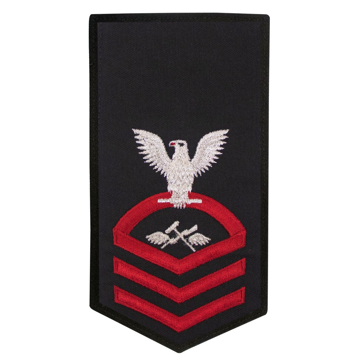 Navy E7 FEMALE Rating Badge: AS Aviation Supply Equipment Technician - seaworthy red on blue - Hooyah Woodworks LLC