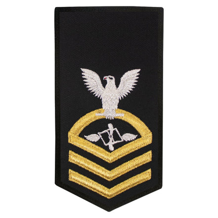 Navy E7 FEMALE Rating Badge: AZ Aviation Maintenance Admin. - seaworthy gold on blue - Hooyah Woodworks LLC