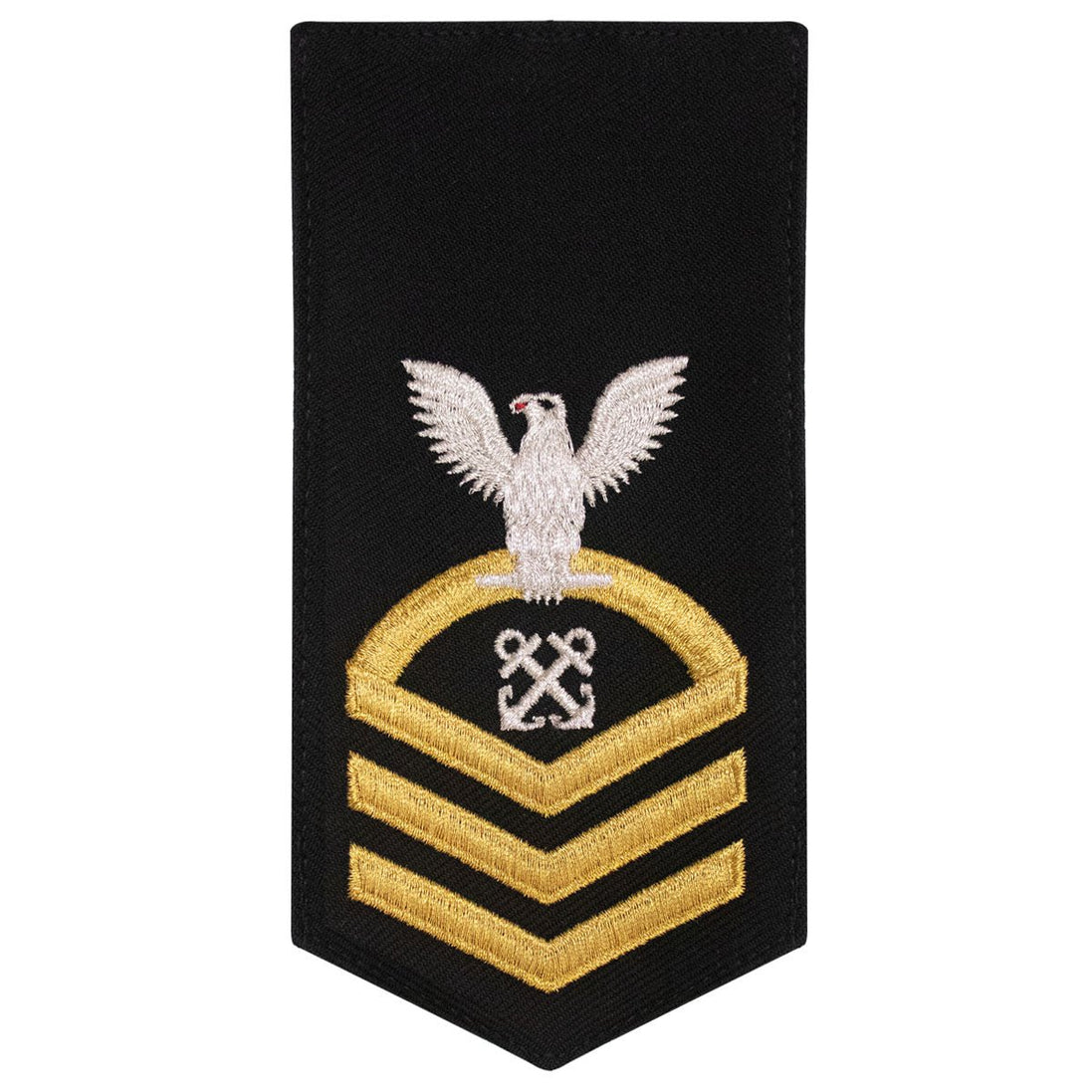 Navy E7 FEMALE Rating Badge: BM Boatswain Mate - seaworthy gold on blue - Hooyah Woodworks LLC