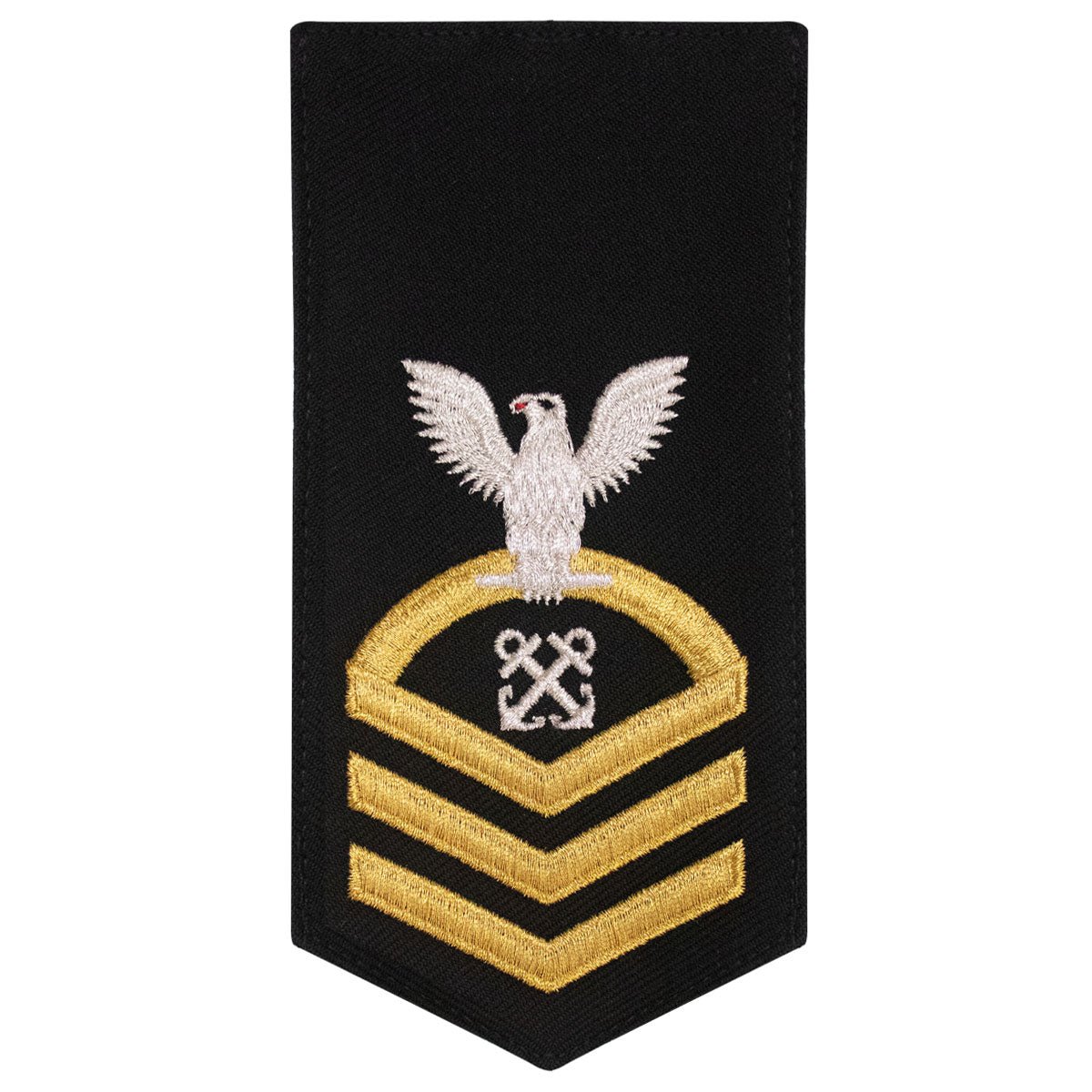 Navy E7 FEMALE Rating Badge: BM Boatswain Mate - seaworthy gold on blue - Hooyah Woodworks LLC