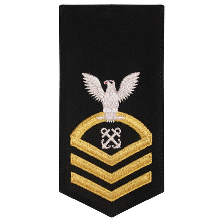 Navy E7 FEMALE Rating Badge: BM Boatswain Mate - seaworthy gold on blue - Hooyah Woodworks LLC