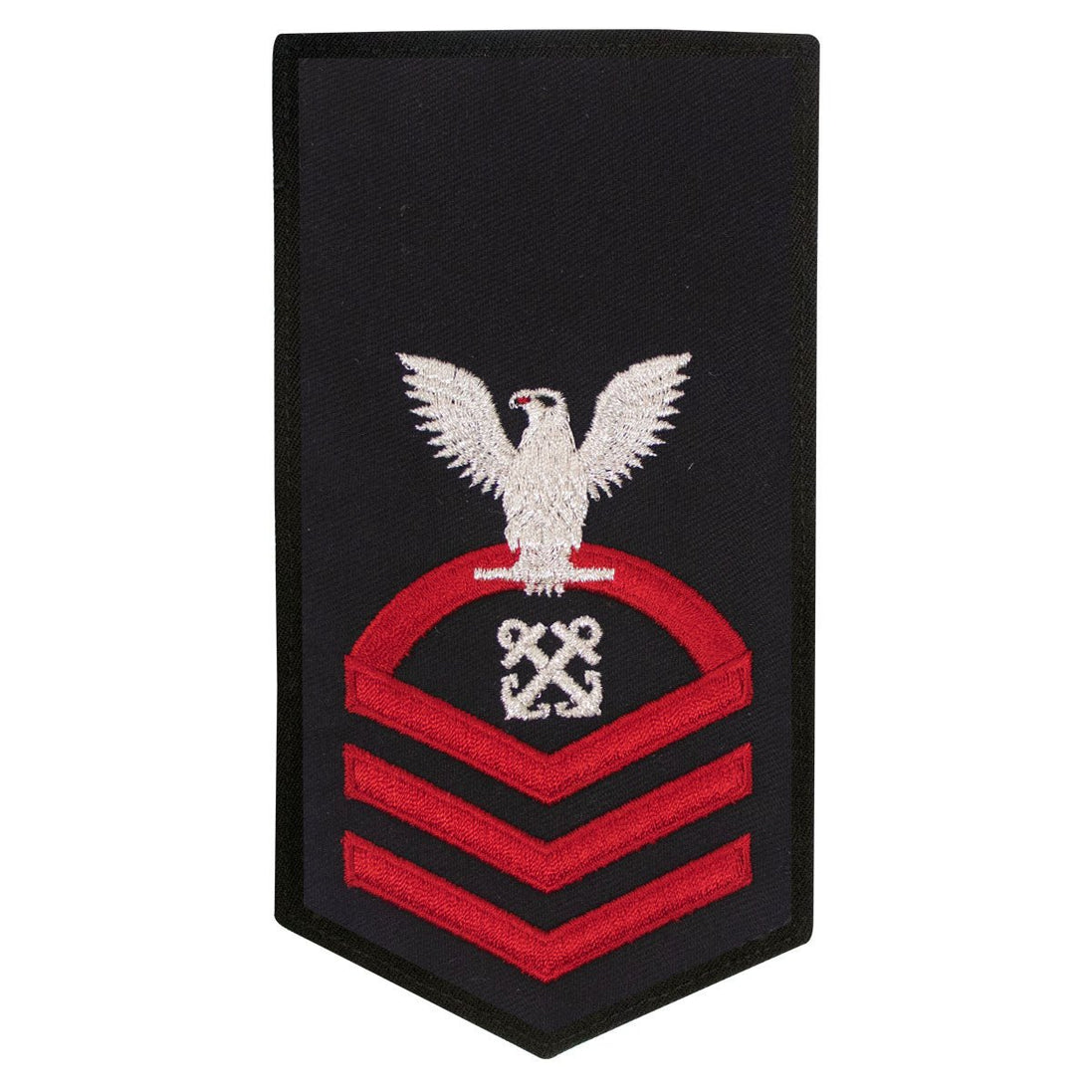 Navy E7 FEMALE Rating Badge: BM Boatswains Mate - seaworthy red on blue - Hooyah Woodworks LLC