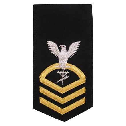 Navy E7 FEMALE Rating Badge: CE Construction Electrician - seaworthy gold on blue - Hooyah Woodworks LLC