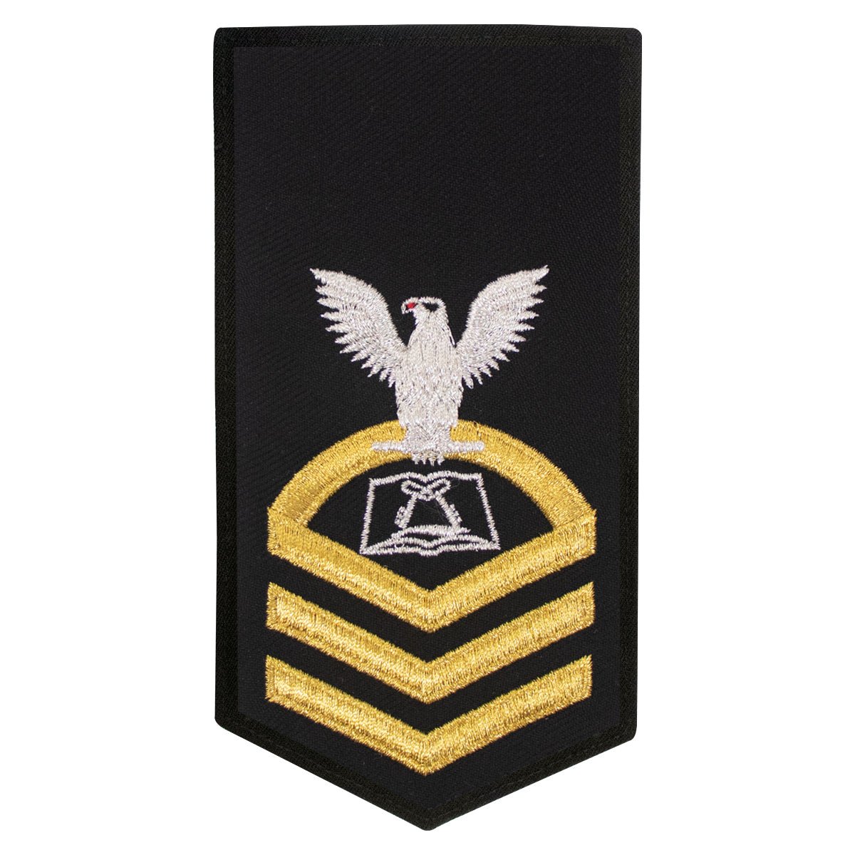Navy E7 FEMALE Rating Badge: CS Culinary Specialist - seaworthy gold on blue - Hooyah Woodworks LLC