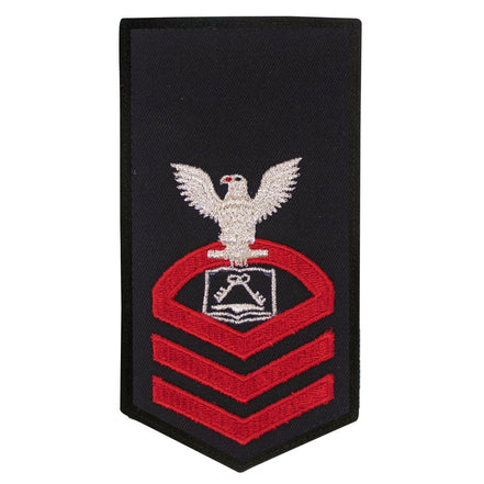 Navy E7 FEMALE Rating Badge: CS Culinary Specialist - seaworthy red on blue - Hooyah Woodworks LLC