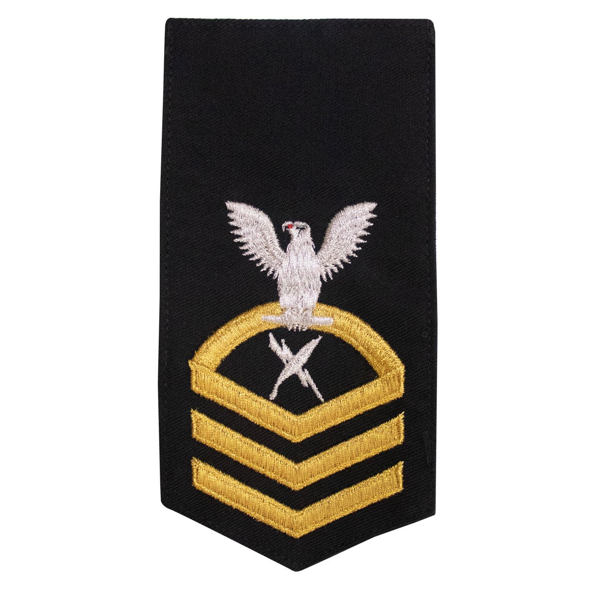 Navy E7 FEMALE Rating Badge: CT Cryptologic Technician - seaworthy gold on blue - Hooyah Woodworks LLC