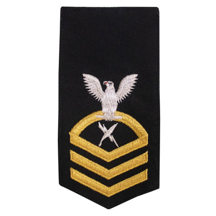 Navy E7 FEMALE Rating Badge: CT Cryptologic Technician - seaworthy gold on blue - Hooyah Woodworks LLC