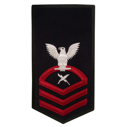 Navy E7 FEMALE Rating Badge: CT Cryptologic Technician - seaworthy red on blue - Hooyah Woodworks LLC