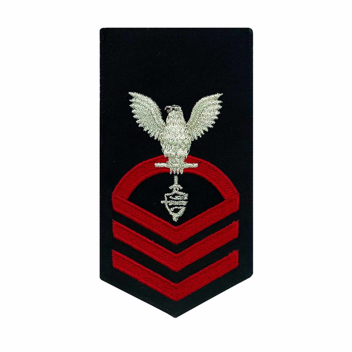 Navy E7 FEMALE Rating Badge: CWT Cyber Warfare Technician - seaworthy red on blue - Hooyah Woodworks LLC