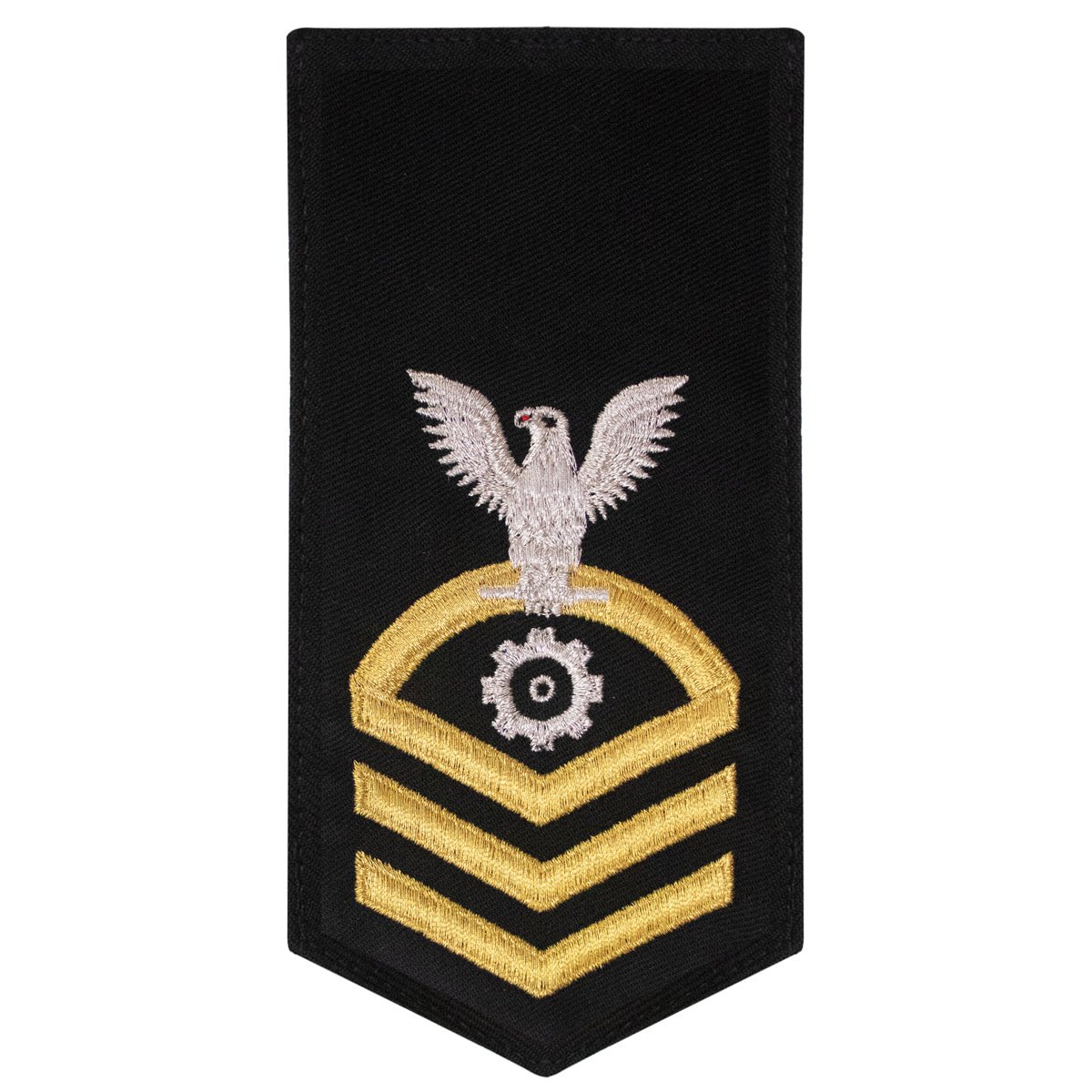 Navy E7 FEMALE Rating Badge: EN Engineman - seaworthy gold on blue - Hooyah Woodworks LLC