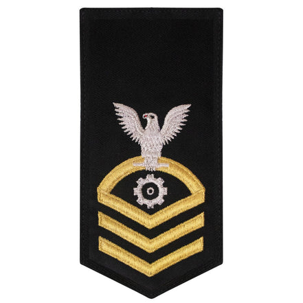 Navy E7 FEMALE Rating Badge: EN Engineman - seaworthy gold on blue - Hooyah Woodworks LLC