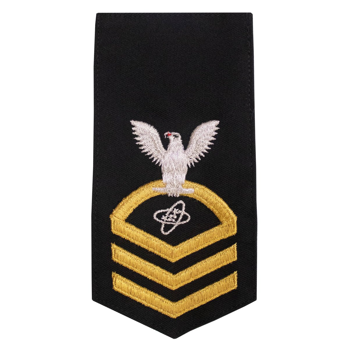 Navy E7 FEMALE Rating Badge: ET Electronics Technician - seaworthy gold on blue - Hooyah Woodworks LLC