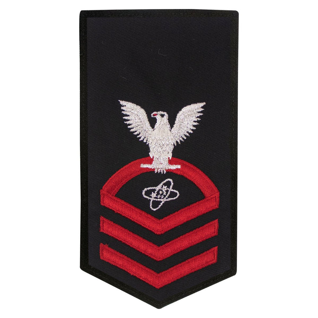 Navy E7 FEMALE Rating Badge: ET Electronics Technician - seaworthy red on blue - Hooyah Woodworks LLC
