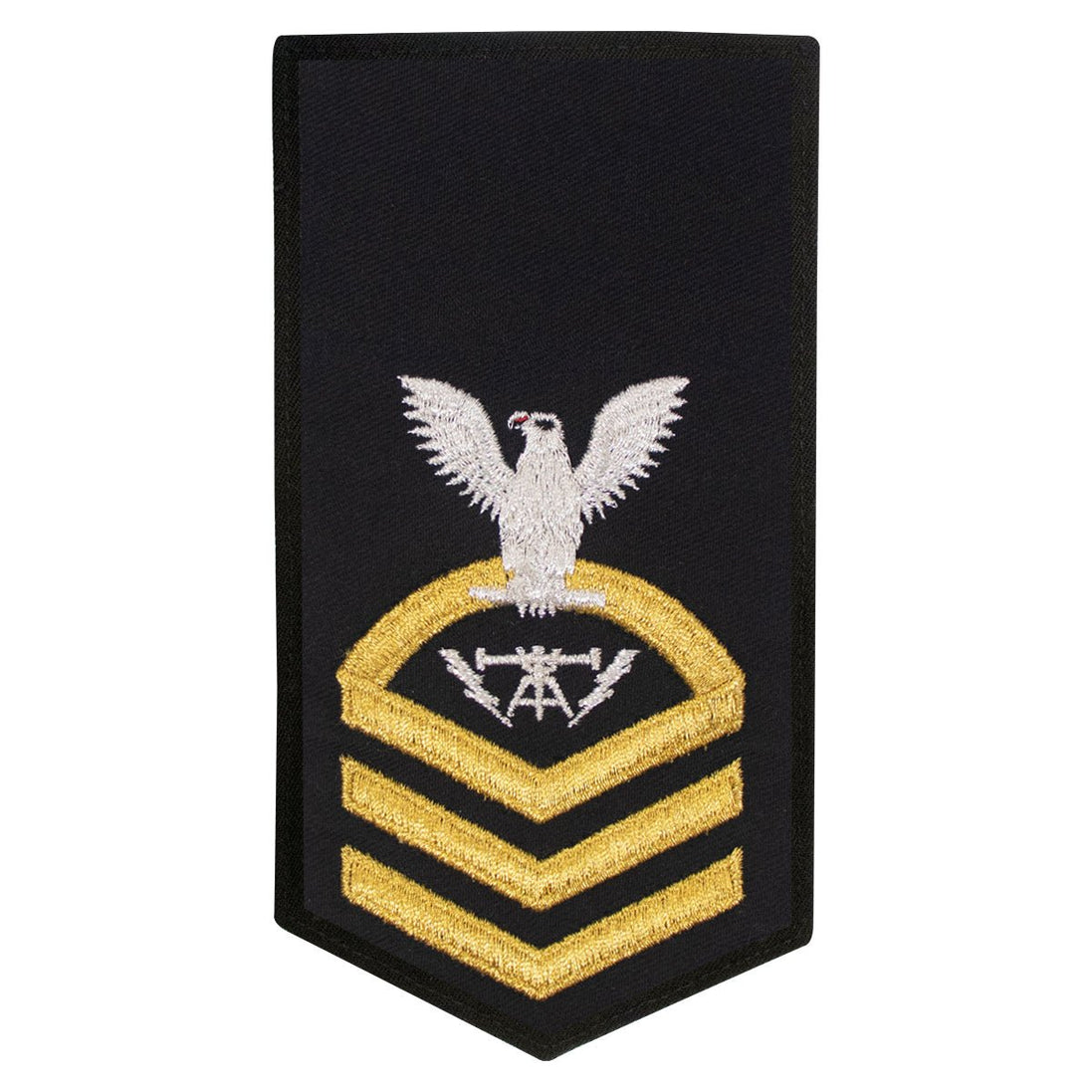 Navy E7 FEMALE Rating Badge: FC Fire Controlman - seaworthy gold on blue - Hooyah Woodworks LLC